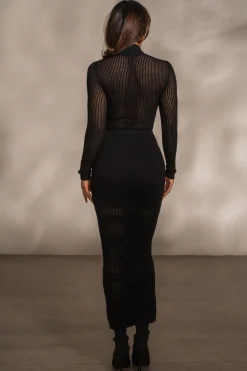 JLUXLABEL Black Lina Knit Maxi Skirt