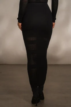 JLUXLABEL Black Lina Knit Maxi Skirt