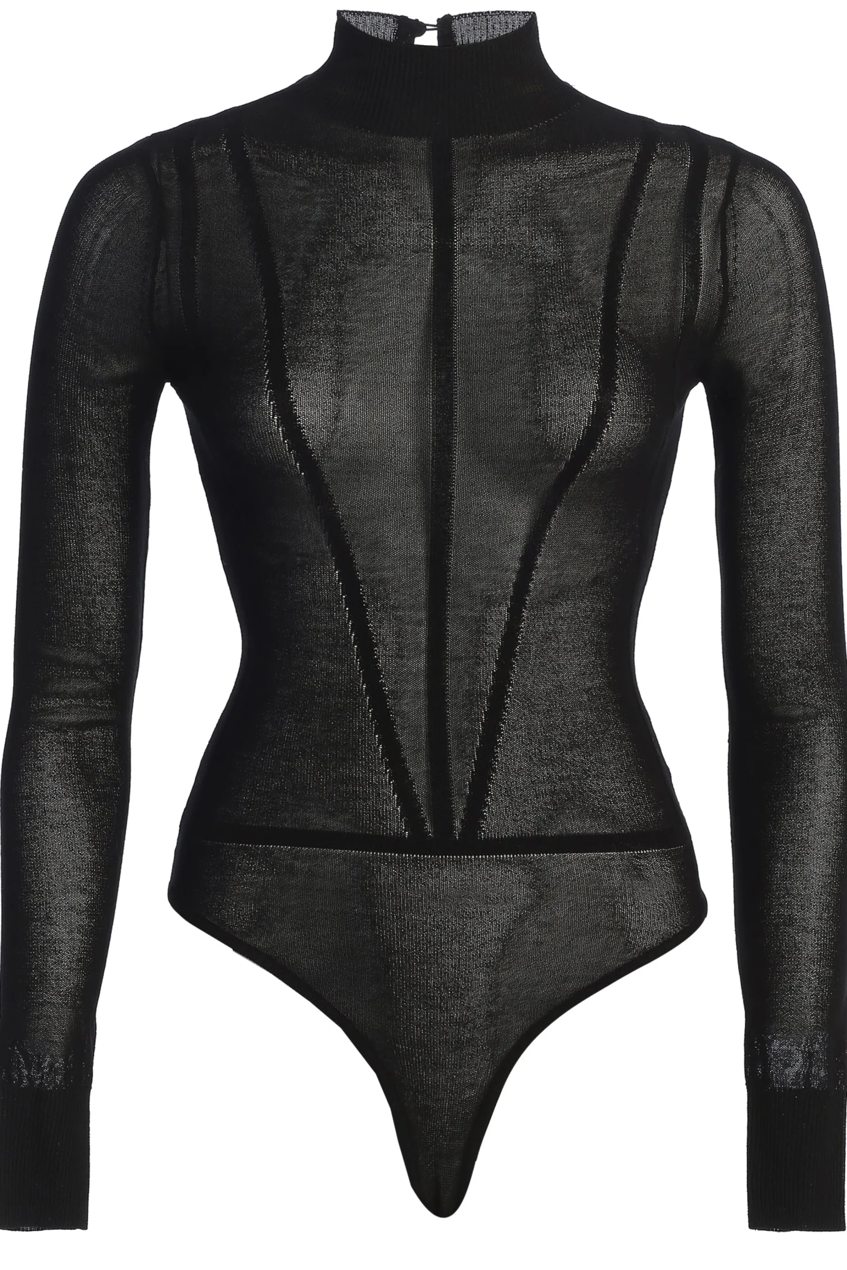 JLUXLABEL Black Lori Sheer Knit Bodysuit