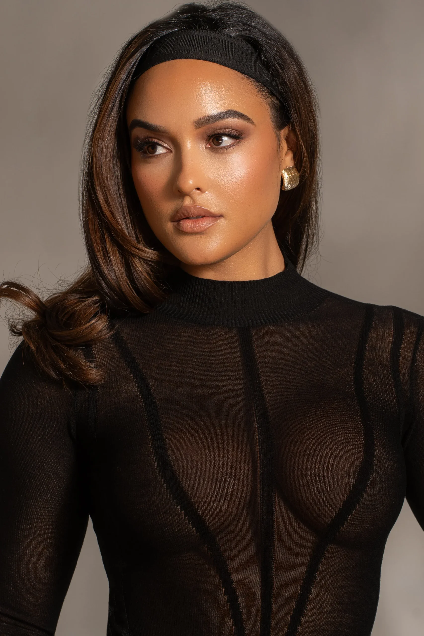 JLUXLABEL Black Lori Sheer Knit Bodysuit