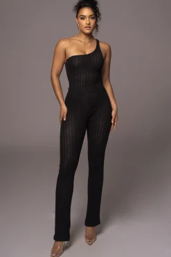 JLUXLABEL Black Malibu Nights One Shoulder Bodysuit