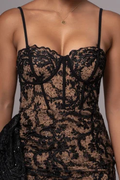 JLUXLABEL Black Marilyn Lace Mini Dress