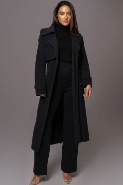 JLUXLABEL Black Maxinne Knit Coat