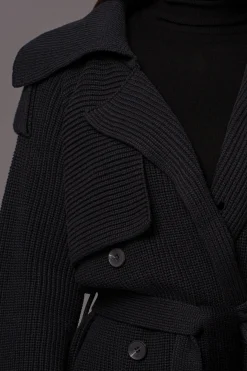 JLUXLABEL Black Maxinne Knit Coat