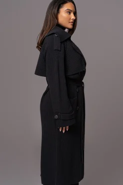 JLUXLABEL Black Maxinne Knit Coat