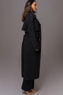 JLUXLABEL Black Maxinne Knit Coat