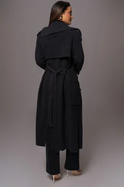 JLUXLABEL Black Maxinne Knit Coat