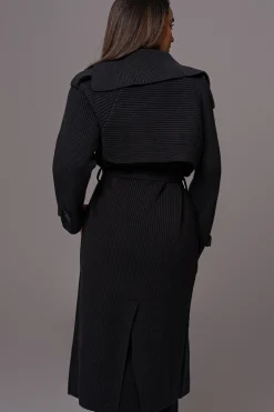 JLUXLABEL Black Maxinne Knit Coat