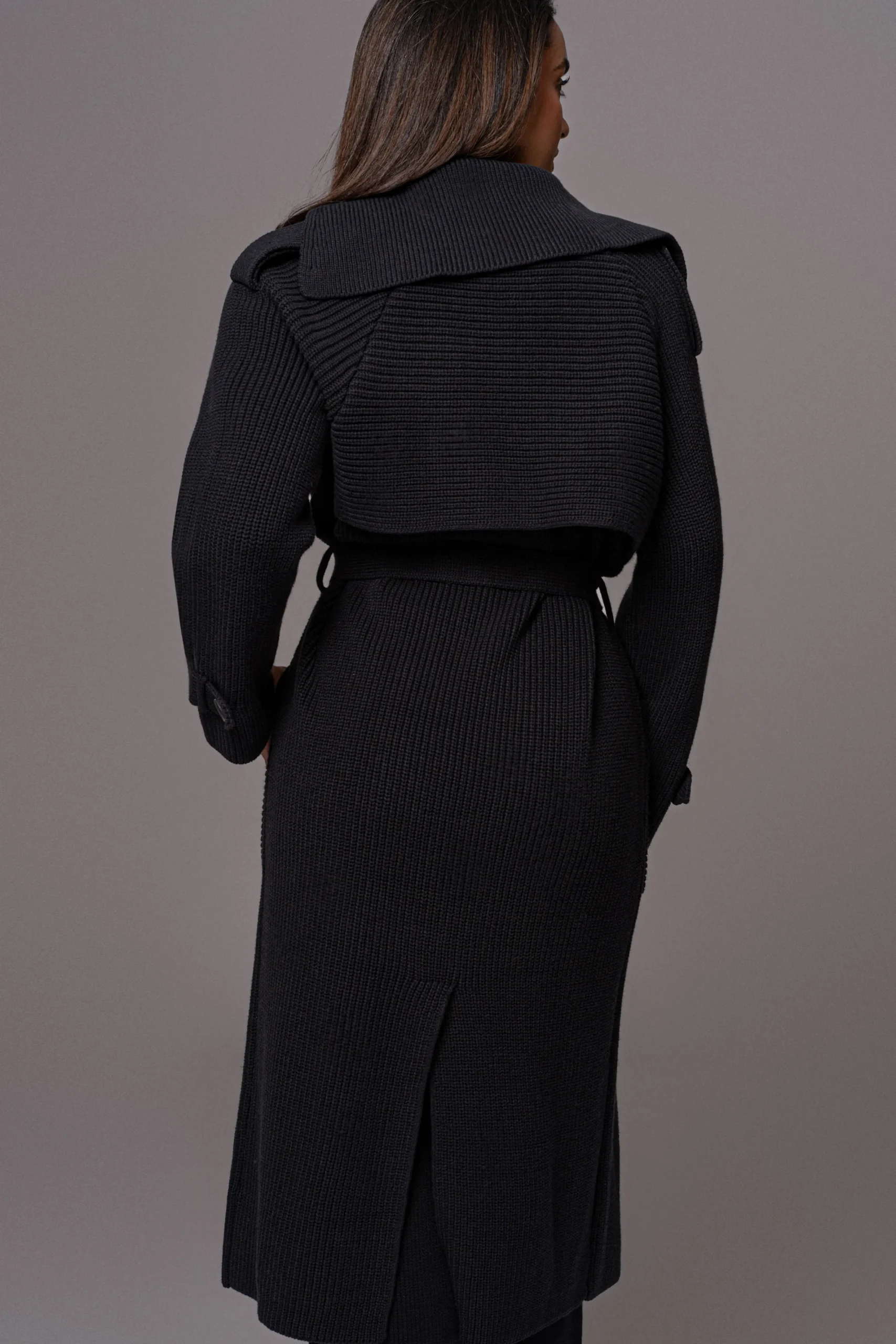JLUXLABEL Black Maxinne Knit Coat