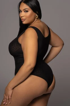 JLUXLABEL Black Mesh Essentials Tank Bodysuit Undergarment