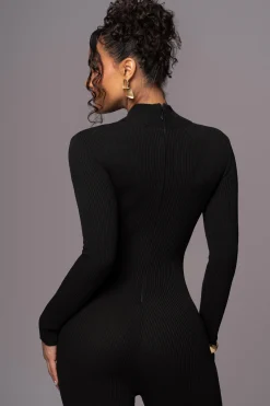JLUXLABEL Black Minna Mock Neck Jumpsuit