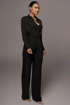 JLUXLABEL Black Misty Button Up