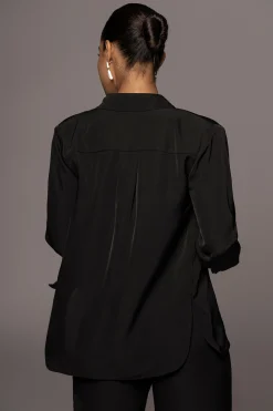 JLUXLABEL Black Misty Button Up