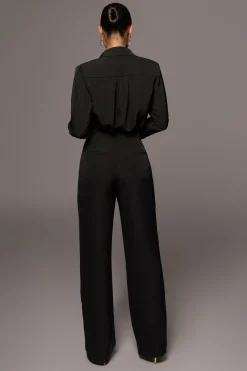 JLUXLABEL Black Misty Button Up