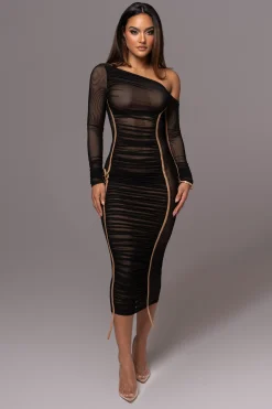 JLUXLABEL Black Monika Midi Dress