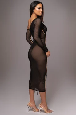 JLUXLABEL Black Monika Midi Dress