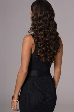 JLUXLABEL Black Moonrise Ribbed Maxi Dress