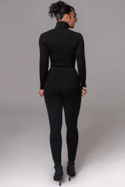 JLUXLABEL Black Naaya Ribbed Leggings