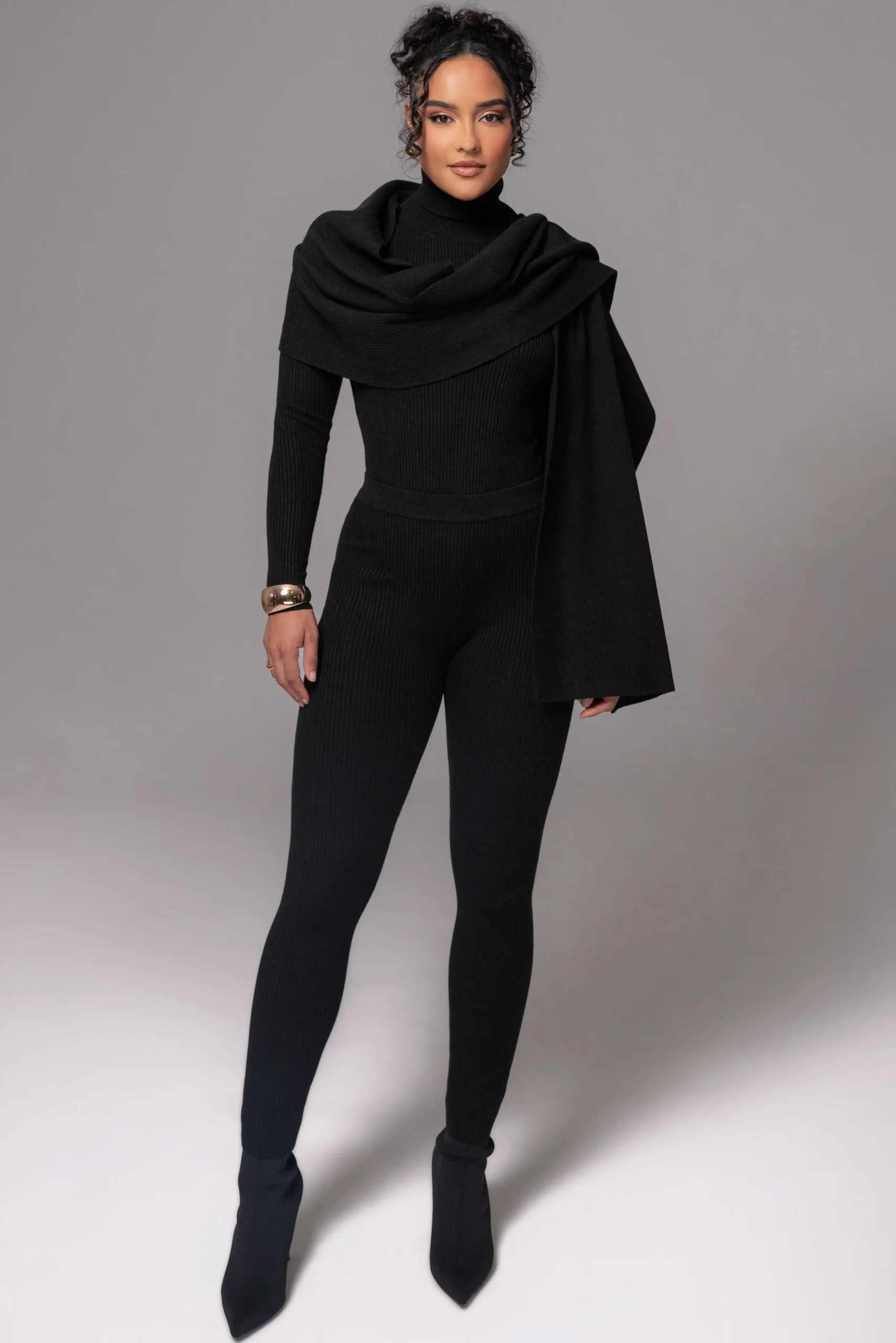 JLUXLABEL Black Naaya Ribbed Leggings