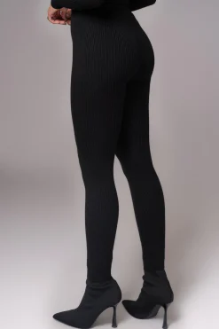 JLUXLABEL Black Naaya Ribbed Leggings