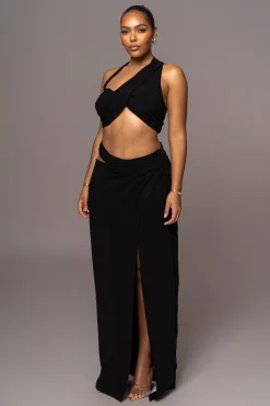 JLUXLABEL Black New Age Two Piece Skirt Set