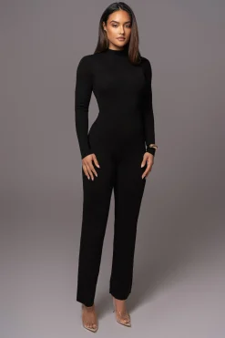 JLUXLABEL Black Noel Sweater Knit Jumpsuit