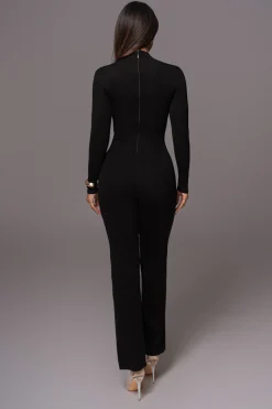 JLUXLABEL Black Noel Sweater Knit Jumpsuit