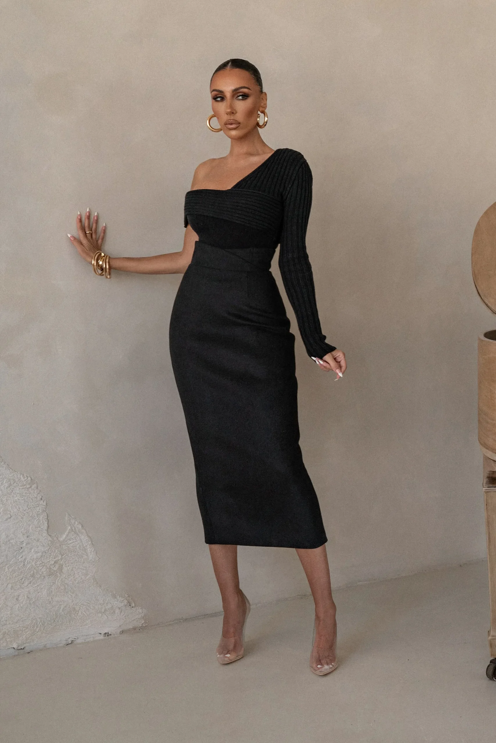 JLUXLABEL Black Nostalgia High Waist Skirt