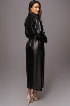 JLUXLABEL Black Odin Faux Leather Coat
