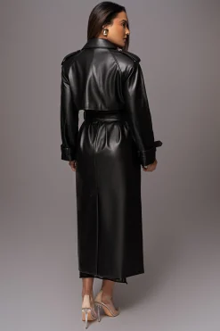 JLUXLABEL Black Odin Faux Leather Coat