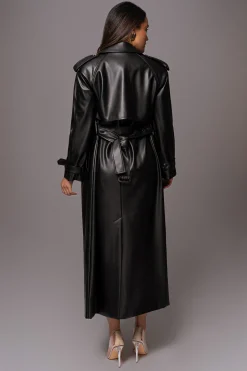 JLUXLABEL Black Odin Faux Leather Coat