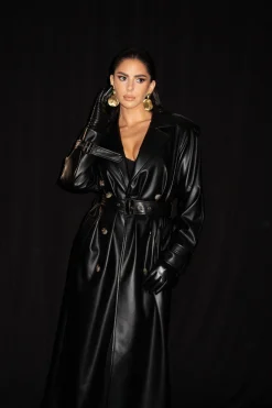JLUXLABEL Black Odin Faux Leather Coat