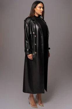 JLUXLABEL Black Odin Faux Leather Coat