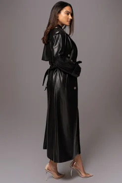 JLUXLABEL Black Odin Faux Leather Coat