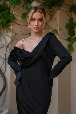 JLUXLABEL Black One And Only Satin Dress