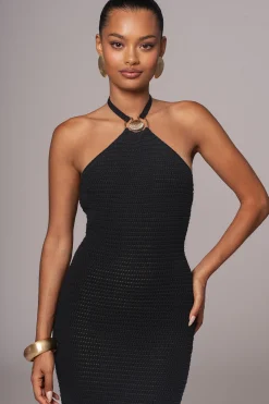 JLUXLABEL Black Overseas Halter Maxi Dress