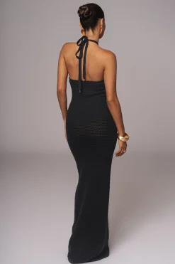 JLUXLABEL Black Overseas Halter Maxi Dress