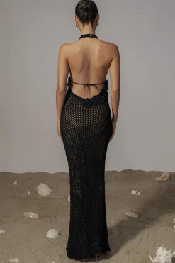 JLUXLABEL Black Paradise Crochet Maxi Dress