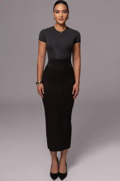 JLUXLABEL Black Phoenix Suede Skirt