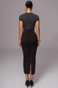 JLUXLABEL Black Phoenix Suede Skirt
