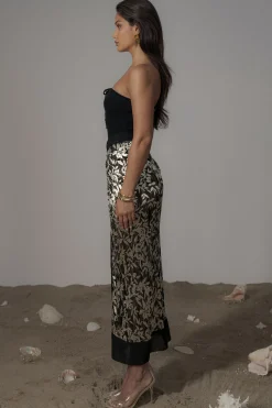 JLUXLABEL Black Positano Printed Sarong Skirt