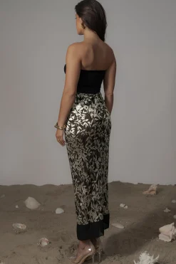 JLUXLABEL Black Positano Printed Sarong Skirt