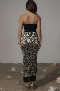 JLUXLABEL Black Positano Printed Sarong Skirt