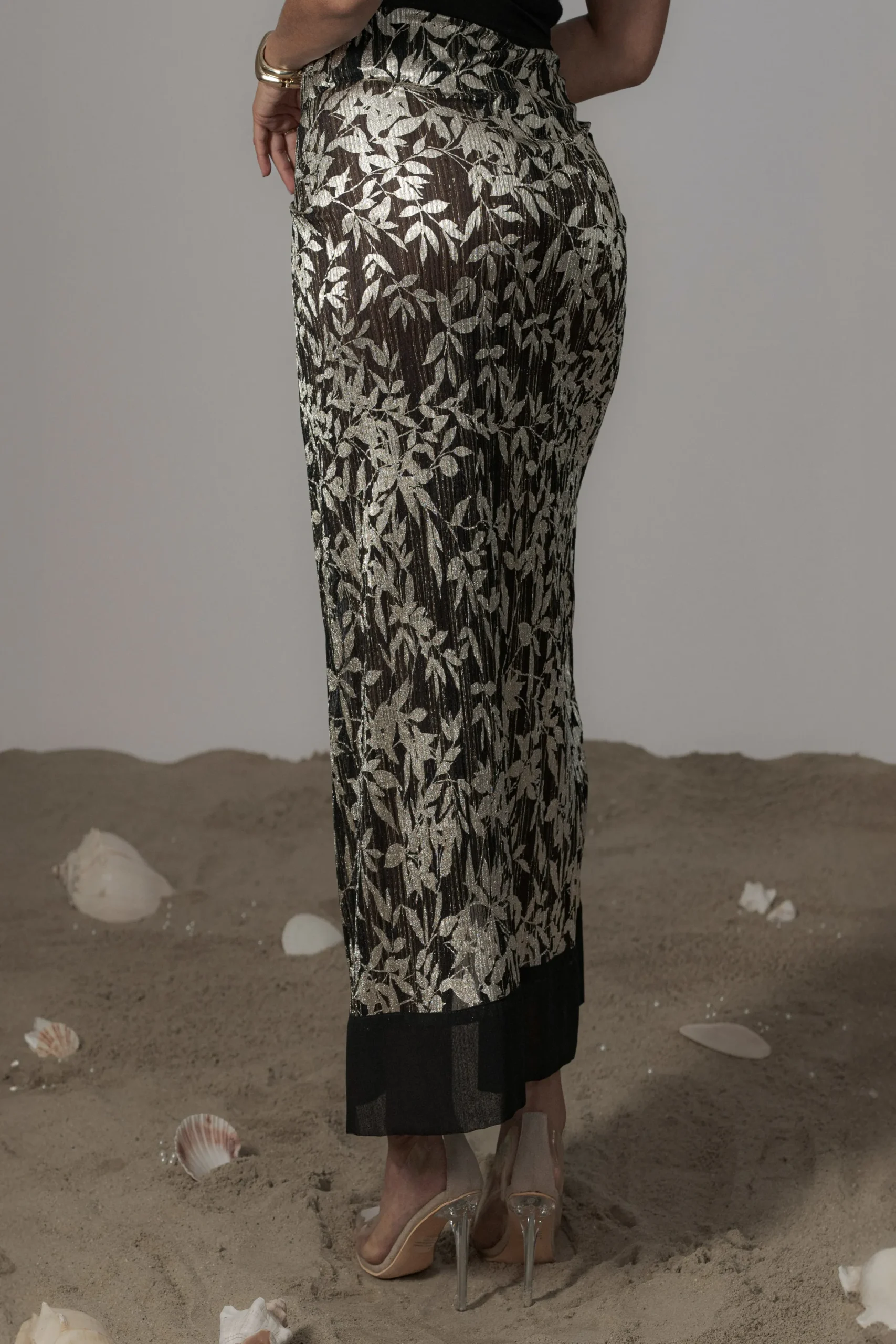 JLUXLABEL Black Positano Printed Sarong Skirt