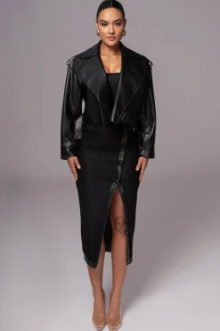 JLUXLABEL Black Raja Faux Leather Jacket
