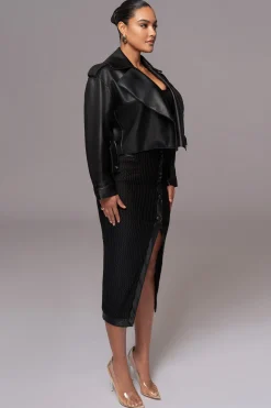JLUXLABEL Black Raja Faux Leather Jacket