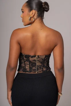 JLUXLABEL Black Rosemere Lace Top