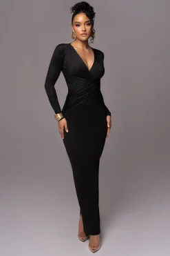 JLUXLABEL Black Rowan Plunge Maxi Dress