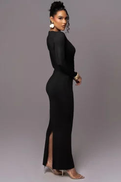 JLUXLABEL Black Rowan Plunge Maxi Dress