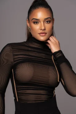 JLUXLABEL Black Santiana Turtleneck Top